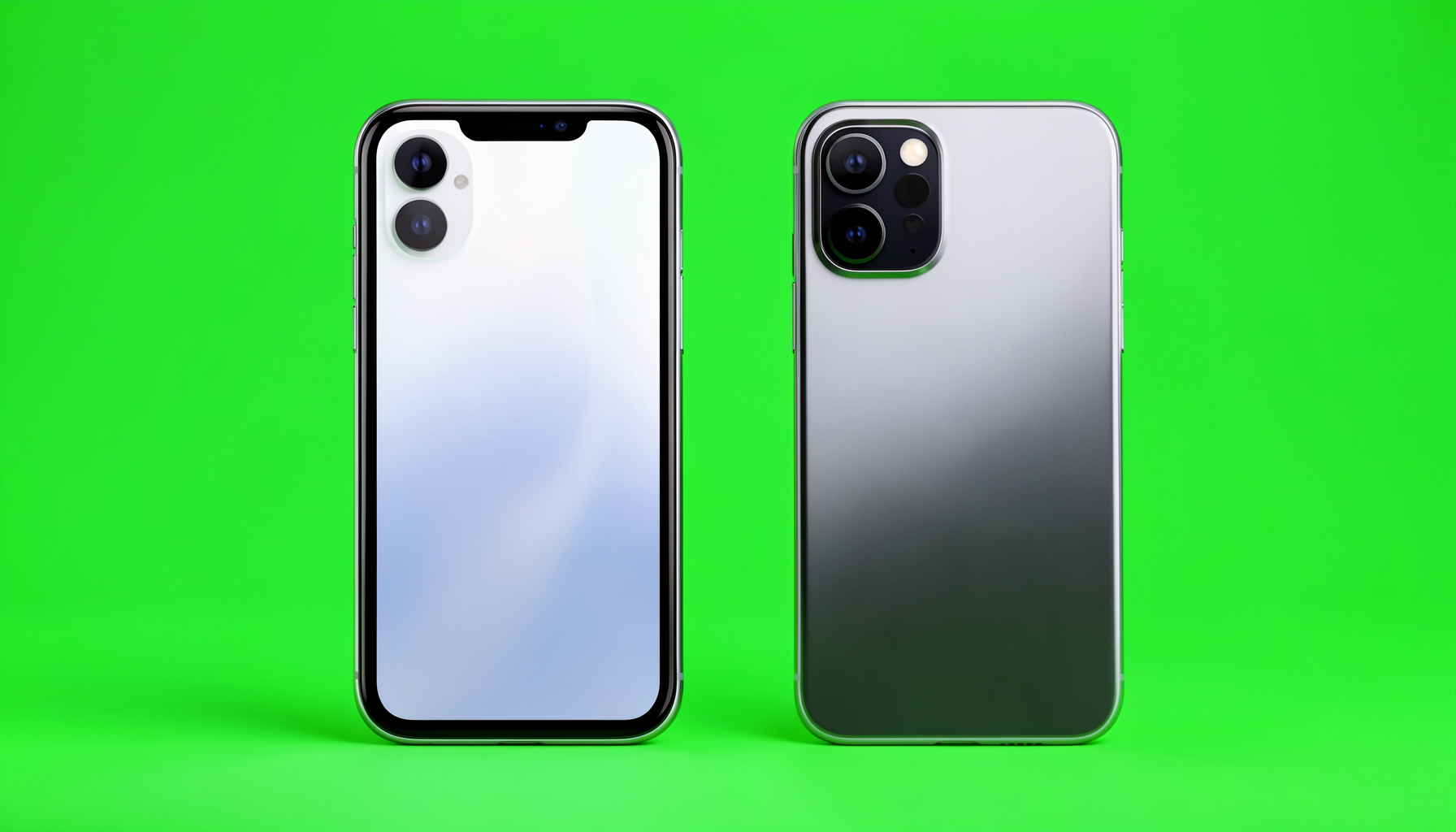 iPhone X mặt trước và mặt sau hiển thị trên nền trắng sạch, tông màu bạc và đen sang trọng