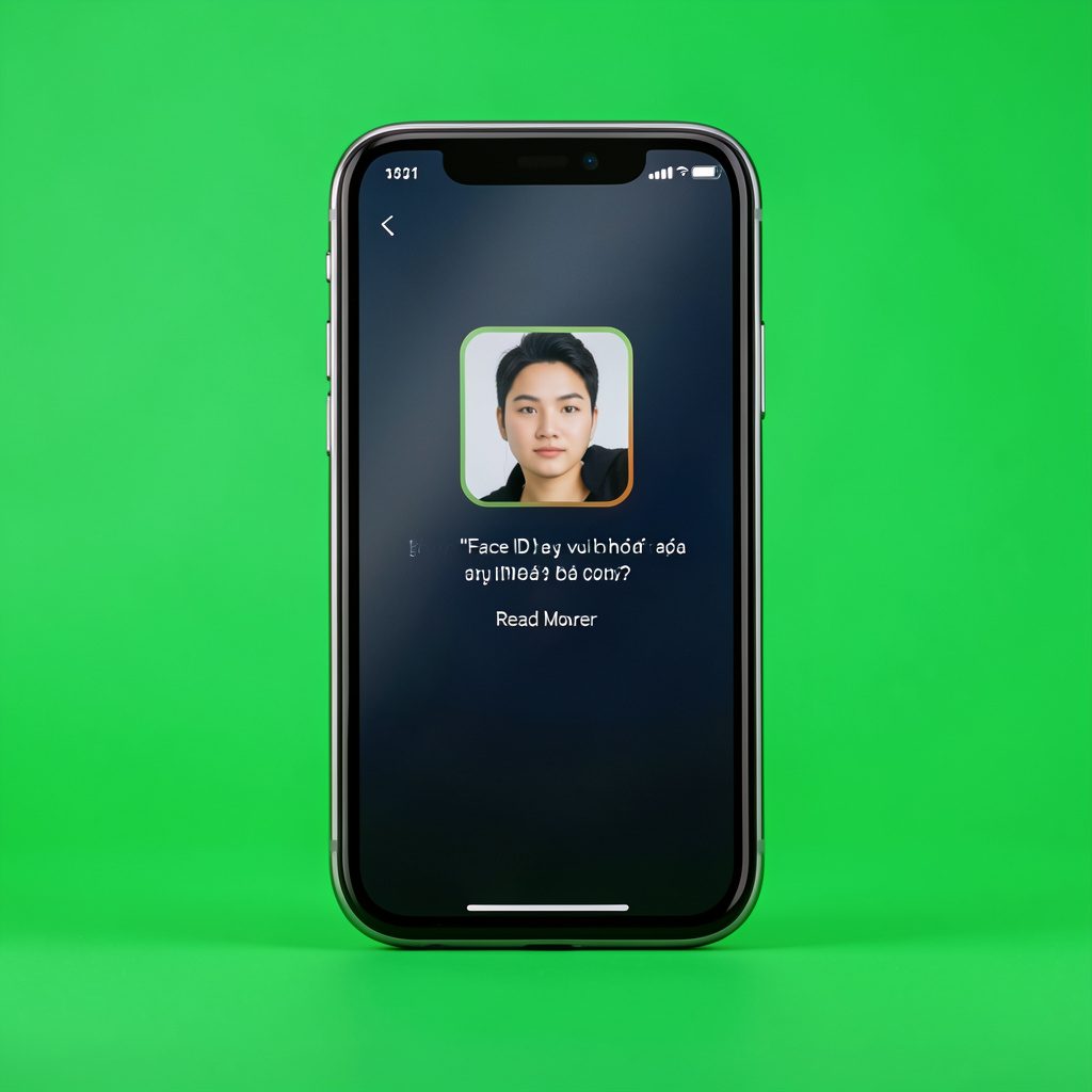 Ảnh minh họa bài viết công nghệ về màn hình iPhone với tông màu xanh lá và trắng nhẹ nhàng